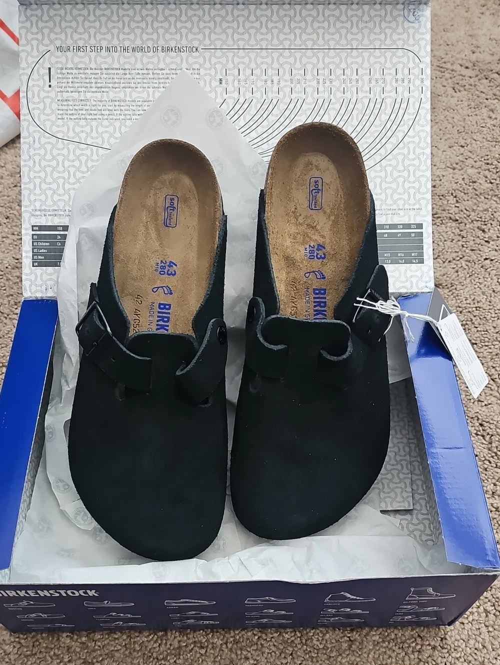 Birkenstock Black Suede Boston Clogs for Men